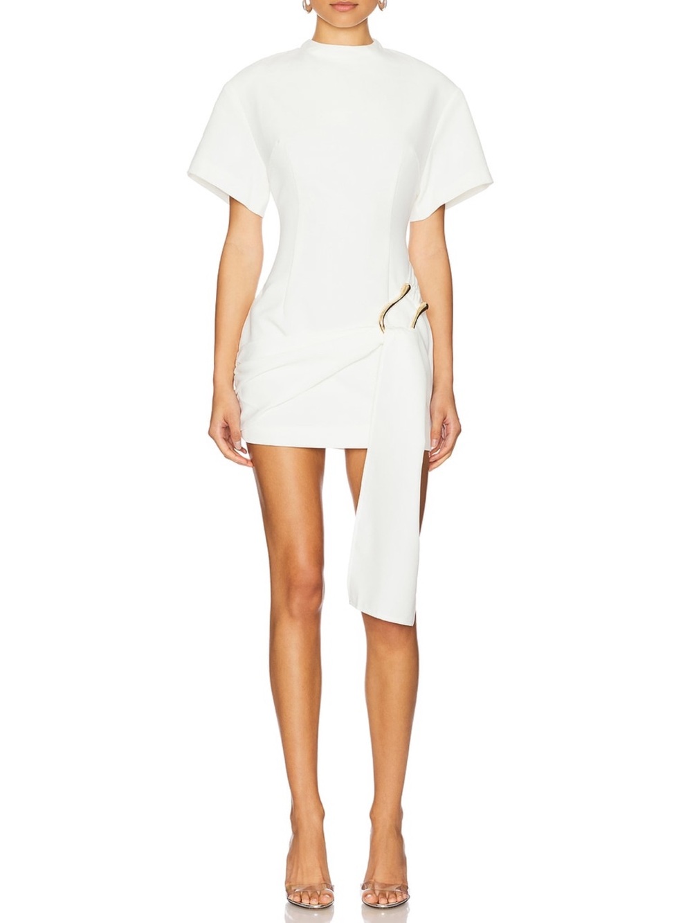 Lioness White Mini Dress with Draped Hip Detail